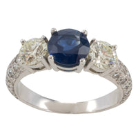Sapphire and diamond ring in 18 carat white gold-engagement rings-The Antique Ring Shop