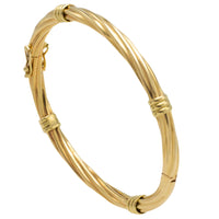 Vintage rope pattern hinged bracelet in 14 carat gold-Bracelets-The Antique Ring Shop