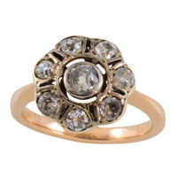 Old cut diamond cluster ring in silver and gold-Antique rings-The Antique Ring Shop