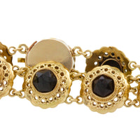 Vintage 14 carat gold link bracelet with garnets-Bracelets-The Antique Ring Shop