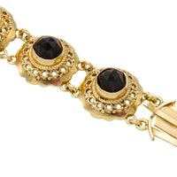 Vintage 14 carat gold link bracelet with garnets-Bracelets-The Antique Ring Shop