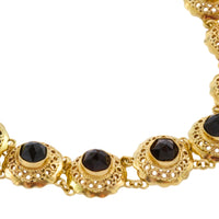 Vintage 14 carat gold link bracelet with garnets-Bracelets-The Antique Ring Shop