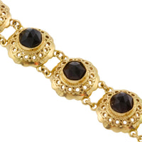 Vintage 14 carat gold link bracelet with garnets-Bracelets-The Antique Ring Shop