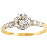 Vintage three stone diamond ring in platinum and gold-engagement rings-The Antique Ring Shop