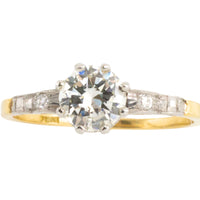 Vintage three stone diamond ring in platinum and gold-engagement rings-The Antique Ring Shop