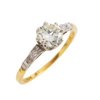 Vintage three stone diamond ring in platinum and gold-engagement rings-The Antique Ring Shop