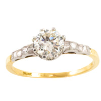 Vintage three stone diamond ring in platinum and gold-engagement rings-The Antique Ring Shop