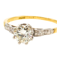 Vintage three stone diamond ring in platinum and gold-engagement rings-The Antique Ring Shop