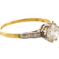 Vintage three stone diamond ring in platinum and gold-engagement rings-The Antique Ring Shop
