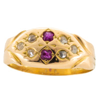 Victorian ruby and diamond ring in 18 carat gold-Antique rings-The Antique Ring Shop