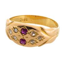 Victorian ruby and diamond ring in 18 carat gold-Antique rings-The Antique Ring Shop
