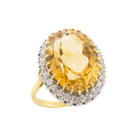 Citrine and diamond ring in 18 carat gold-Vintage Rings-The Antique Ring Shop