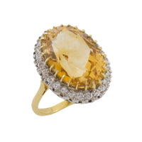 Citrine and diamond ring in 18 carat gold-Vintage Rings-The Antique Ring Shop