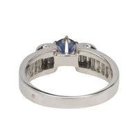 White gold ring with baguette diamonds and sapphire-engagement rings-The Antique Ring Shop