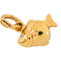 Diamond fish charm in 18 carat gold-Pendants-The Antique Ring Shop