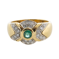Emerald and diamond ring in 18 carat gold-Vintage Rings-The Antique Ring Shop