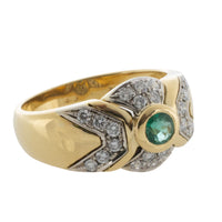 Emerald and diamond ring in 18 carat gold-Vintage Rings-The Antique Ring Shop
