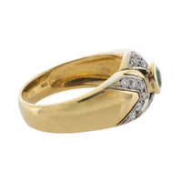 Emerald and diamond ring in 18 carat gold-Vintage Rings-The Antique Ring Shop