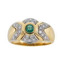 Emerald and diamond ring in 18 carat gold-Vintage Rings-The Antique Ring Shop