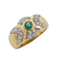 Emerald and diamond ring in 18 carat gold-Vintage Rings-The Antique Ring Shop