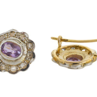 Amrthyst and rose diamond earrings in silver and gold-Earrings-The Antique Ring Shop