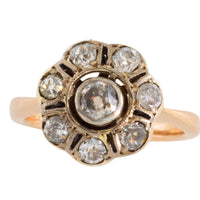 Old cut diamond cluster ring in silver and gold-Antique rings-The Antique Ring Shop