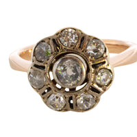 Old cut diamond cluster ring in silver and gold-Antique rings-The Antique Ring Shop