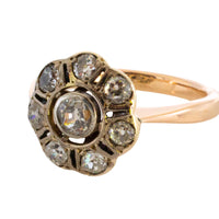 Old cut diamond cluster ring in silver and gold-Antique rings-The Antique Ring Shop