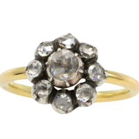 Rose diamond cluster ring in silver and gold-Vintage Rings-The Antique Ring Shop