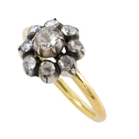 Rose diamond cluster ring in silver and gold-Vintage Rings-The Antique Ring Shop