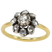 Rose diamond cluster ring in silver and gold-Vintage Rings-The Antique Ring Shop