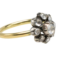 Rose diamond cluster ring in silver and gold-Vintage Rings-The Antique Ring Shop
