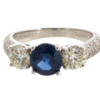 Sapphire and diamond ring in 18 carat white gold-engagement rings-The Antique Ring Shop