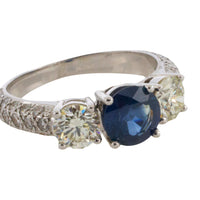 Sapphire and diamond ring in 18 carat white gold-engagement rings-The Antique Ring Shop