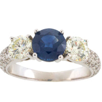 Sapphire and diamond ring in 18 carat white gold-engagement rings-The Antique Ring Shop