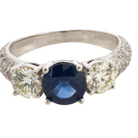 Sapphire and diamond ring in 18 carat white gold-engagement rings-The Antique Ring Shop