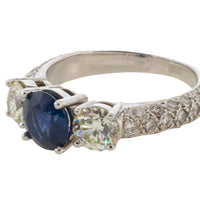 Sapphire and diamond ring in 18 carat white gold-engagement rings-The Antique Ring Shop