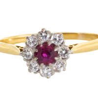 Vintage 18 carat gold ruby and diamond ring-Vintage Rings-The Antique Ring Shop