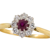 Vintage 18 carat gold ruby and diamond ring-Vintage Rings-The Antique Ring Shop