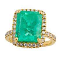 Emerald and diamond ring in 18 carat gold-engagement rings-The Antique Ring Shop