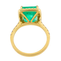 Emerald and diamond ring in 18 carat gold-engagement rings-The Antique Ring Shop