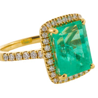 Emerald and diamond ring in 18 carat gold-engagement rings-The Antique Ring Shop
