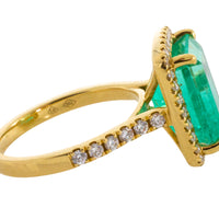 Emerald and diamond ring in 18 carat gold-engagement rings-The Antique Ring Shop