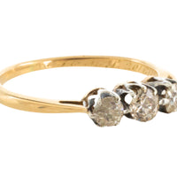 Three stone old cut diamond ring from 1919-The Antique Ring Shop