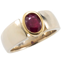 Ruby ring in white and yellow gold-Vintage Rings-The Antique Ring Shop