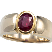 Ruby ring in white and yellow gold-Vintage Rings-The Antique Ring Shop