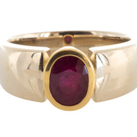 Ruby ring in white and yellow gold-Vintage Rings-The Antique Ring Shop
