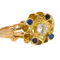 Vintage sapphire and diamond ring in 14 carat gold-Vintage Rings-The Antique Ring Shop