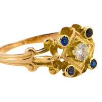 Vintage sapphire and diamond ring in 14 carat gold-Vintage Rings-The Antique Ring Shop
