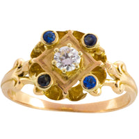 Vintage sapphire and diamond ring in 14 carat gold-Vintage Rings-The Antique Ring Shop
